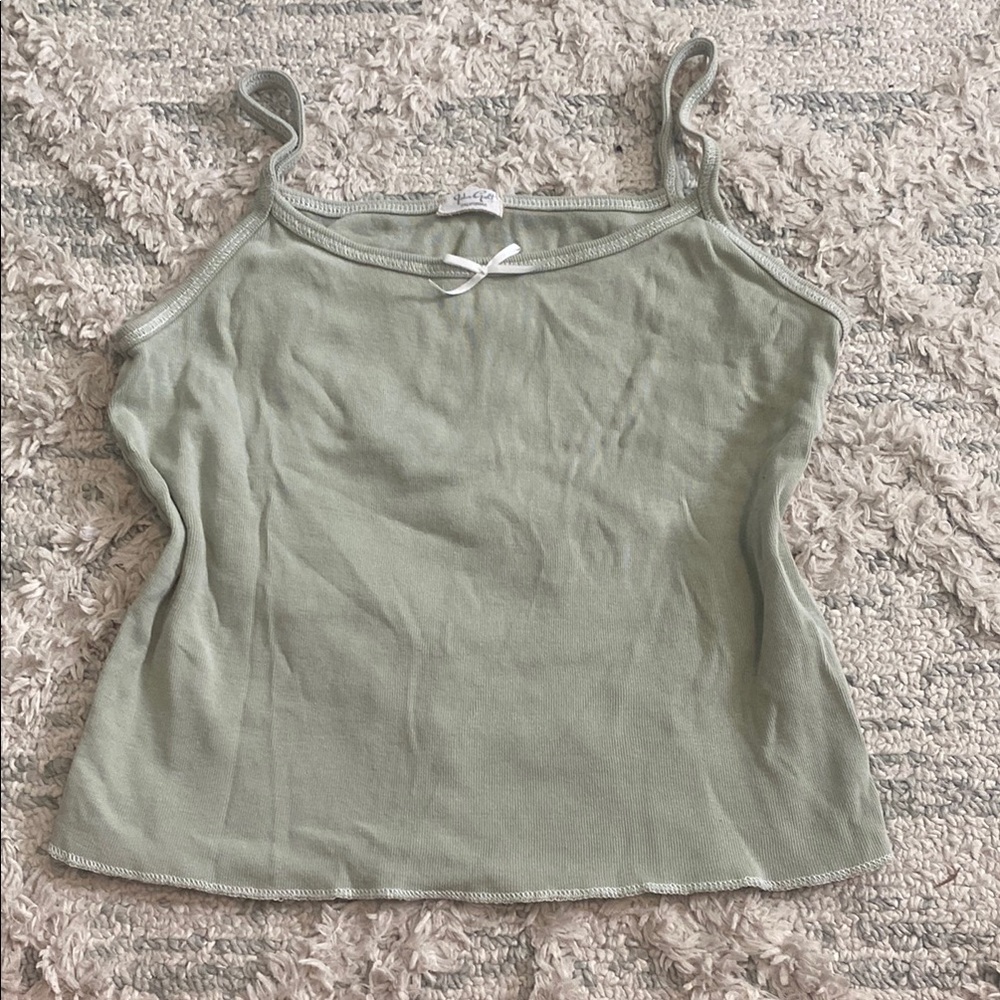 Brandy Melville Green Tie Front Camisole